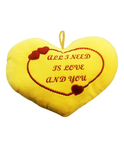 GLOSSY HEART YELLOW CUSHION FUNZOO SOFT TOYS INDIA MANUFACTURER